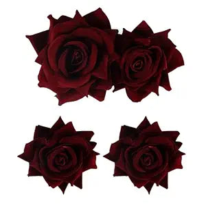 Topbuti 3 Pcs Rose Flower Hair Clip Rose Brooch Flamenco Dancer Hairpin Mexican Hair Accessories for Woman Girls Wedding Party Mother's Day Halloween Costume (2 Styles) (Dark Red)
