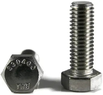 7/8-9 x 2 1/4 Hex Head Cap Screws, Stainless Steel 18-8, Plain Finish (Quantity: 15 pcs) - Coarse Thread UNC, Fully Threaded, Length: 2 1/4 Inch, Thread Size: 7/8 Inch