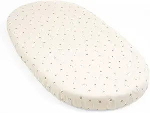 Stokke Sleepi Fitted Sheet V3, Flower Ecru - Compatible with Sleepi Bed V3 & Mattress V3 - Washable - 100% Fine Cotton Percale