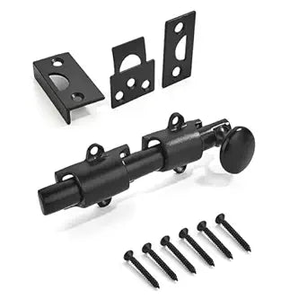 4 inches 2 Pack, Matte Black Dutch Solid Brass Door Surface Slide Latches Surface Slide Bolts Decorative Surface Slide Bolts for Windows and Doors