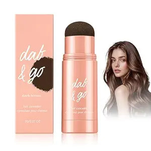 Root Touch Up Stick – Instantly Cover Gray Roots, Hairline Gaps & Visible Scalp– Fuller-Looking Hair Anytime, Portable Sponge Applicator, For Thinning Hair & Sparse Brows (Dark brown)