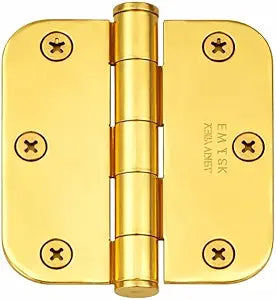 Emtek 96133US 3-1/2" x 3-1/2" 5/8" Radius Corners Residential Plain Bearing Hinges (Pair), Solid Brass - Unlacquered Brass (US3NL)