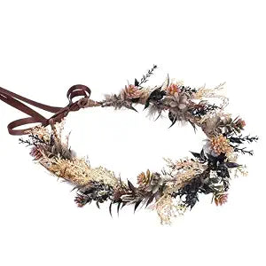 Brown Flower Crown Headband, Fairy Elf Floral Headpiece