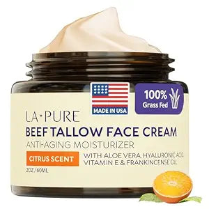 LA PURE Beef Tallow for Skin, Tallow Face Moisturizer, Citrus Scent, 2 oz
