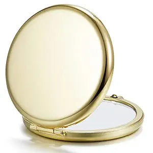 Compact Mirror Bulk, Pack of 12 Double-Sided 1X/2X Magnifying Metal Makeup Mirrors(Round, Gold)