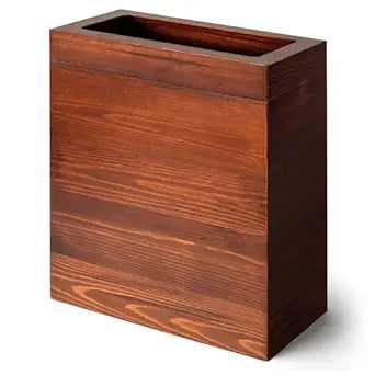 2.3 Gallons Rectangular Wooden Trash Can | Trash Can with Bin Liners | Decorative Waste Basket | Recycling Bin for Bathroom | Natural Wood Finish Basket for Kitchen | Paper Basket for Office