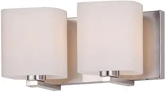 Maxim Lighting Wrap 2-Light Bath Vanity Light | Satin Nickel Finish | Satin White Glass Shade | Bathroom Vanity Light | 11252SWSN