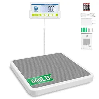 Medical Scale for Body Weight with Digital Display, 660 lb Limit, High Accuracy Medical Grade Floor Scale, Heavy Duty, kg/oz/lb Settings, AC Adapter & Battery Included, Portable Home & Physician Scale