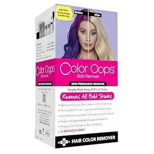 Color Oops Bold Remover, 2 Applications, Hair Dye Remover Safely Removes Direct Dyes and Semi Permanent Hair Color, Recolor The Same Day, Vegan & Cruelty Free