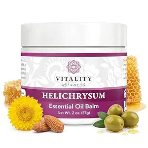 Vitality Extracts Helichrysum Balm - 2oz, Helichrysum Gymnocephalum, Beeswax, Almond Oil, Ultra-Moisturizing, Skin Healing, Full Body Hydration