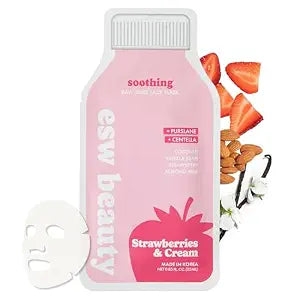 ESW Beauty Strawberries & Cream Soothing Face Mask, Korean Skin Care 1 Pack