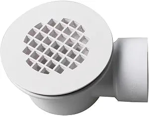 Talea 4.5 Inch UPVC Material Round White Shower Floor Drain,Detachable Round Pattern Grate with Rubber Gasket QF025C001