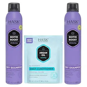 HASK Thicken Biotin 4.3oz Dry Shampoo Duo + Argan Deep Conditioner