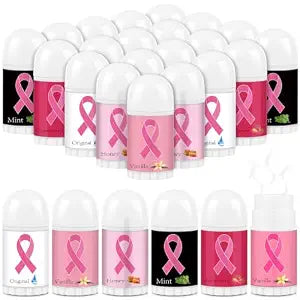 50 Pcs Breast Cancer Awareness Lip Balms, Pink Ribbon Party Favor