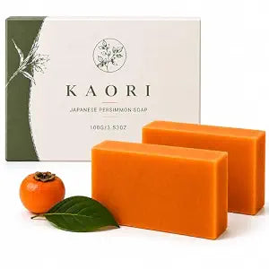 Kaori Persimmon Soap for Old People Smell, Natural Odor Eliminating Deodorant Bar Soap with Persimmon Extract, Rich Lather Daily Cleansing Body Soap for Men & Women 2 Pack