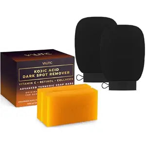VALITIC Kojic Acid Dark Spot Remover Soap Bars and Exfoliating Glove 2 Pack