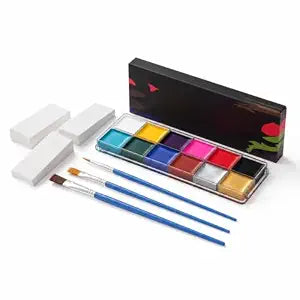 12 Color Oil Based Face Paint Kit with 3 Brush&Sponge for Halloween Makeup