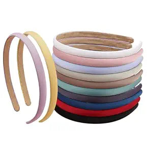 XIMA 10mm Thin Non-Slip Solid Fabric Headbands for Women and Girls 12 Pack