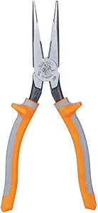 Klein Tools 2038RINS Pliers, Made in USA, Electrician's Insulated Long Nose Side-Cutting Pliers, 1000V Rated, Induction Hardened Knives, 8-Inch