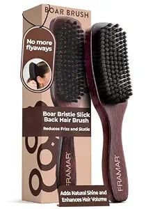 FRAMAR Slick Back Hair Brush Boar Bristles, Slick Back Brush – Brown Velvet