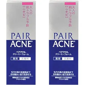 Lion Pair Ance Creamy Foam Anti- Acne Cleansing Cream Facial Cleanser for Adult 2.82 oz(80g) Set Of 2 Japanese Face Cleanser Face Wash