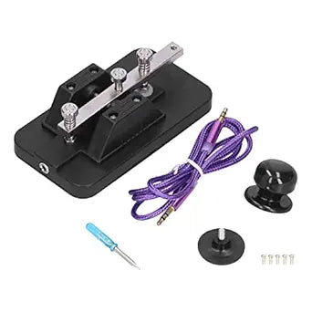 Telegraph Tapper with Buzzer, Manual Morse Code Key, CW Practice Tool with Voice Prompts for Beginners, Connecting Cable, Portable &, Black, for Morse Code Practice
