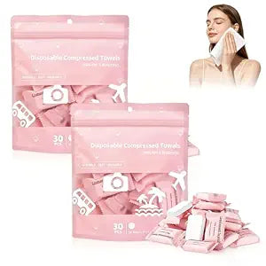 60PCS Compressed Towels, Disposable Compressed Face Towel, Portable Cotton Coin Tissues for Travel/Camping/Home/Outdoor/Gym/Makeup Removal