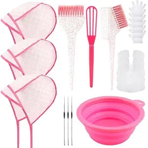 YOOVR 19pcs Hair Bleach Highlight Kit with Dye Brush and Frosting Caps