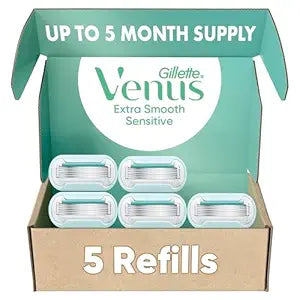 Gillette Venus Extra Smooth Women���s Razor Refills 5 Count, 5-Bladed Razor Cartridges for a Long-Lasting Shave, Razor Blades for Women