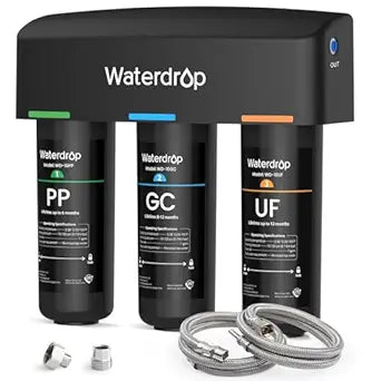 Waterdrop WD-TSA-UF 0.01 m Ultra Filtration Under Sink Water Filter, 9 Stage Under Sink Water Filtration System, Reduces Chlorine, Taste and Odor, Fluoride, Connects Directly to Your Faucet