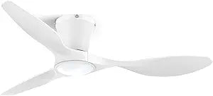 ocioc 42 inch Ceiling Fans with Lights and Remote, Dimmable Ceiling Fans with Reversible Quiet DC Motor, Flush Mount, 3CCT, White Ceiling Fan for Bedroom Living Room Indoor/Outdoor