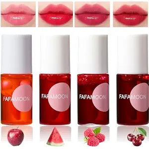 Dulele 4PCS Lip Tint Stain Set, Mini Moisturizing Water Lipstick,Fruit Land