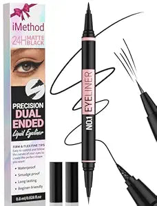 iMethod Liquid Eyeliner, 2-in-1 Dual-Ended Waterproof Eyeliner, Black