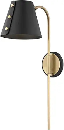 Mitzi HL174201-AGB/BK Meta - 1 Light Plug-in Sconce 22 inches Tall and 6.75 inches Wide - Aged Brass/Black