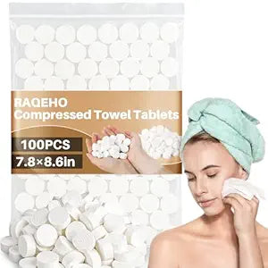 100 Compressed Towel Tablets - Face Towels Disposable for Travel