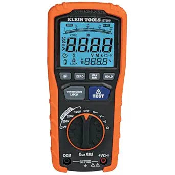 Klein Tools ET600 Multimeter, Megohmmeter Insulation Tester, 4000 Ohms Resistance, 125V/250V/500V/1000V, Auto-Ranging TRMS Multimeter