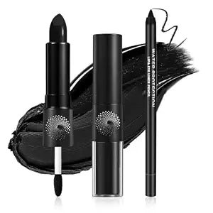 AIUEO Black Lipstick & Lip Liner Set, Matte Black Lip Stick Lip Gloss,2PCS