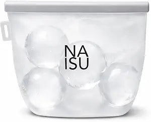 NAISU Clear Ice Silicone Storage Bag  Reusable Freezer Bag for Crystal-Clear Ice Balls & Cubes, Leakproof, Food-Grade, Ideal for Whiskey & Cocktails