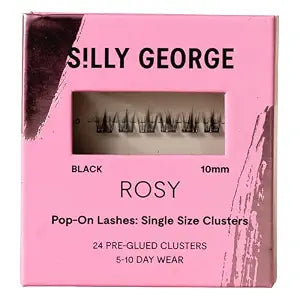 Silly George Pop-On Singles, 24 Pre-Glued Clusters, Black Rosy 10mm