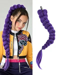 24 Inch Purple Braids Ponytail Hair Extensions
