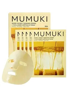 Honey Banana PDRN Sheet Mask | Korean Face Mask with Plant PDRN, Collagen & Hyaluronic Acid Ampoule Essence | Hydrating, Firming & Anti Aging Sheet Masks for Glass Skin Glow | BDRN, 5 Pack