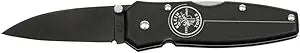 Klein Tools 44000-BLK Black Lightweight Lockback Knife with Black Aluminum Handle, 2-1/4-Inch Drop-Point Blade