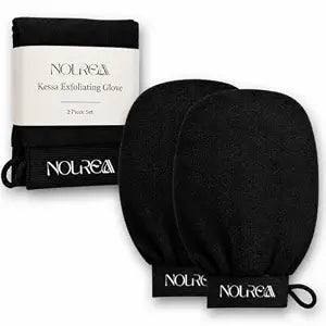 Kessa Exfoliating Glove (2-Pack) ��� Moroccan Hammam Inspired Body Exfoliating Mitt, Textured Viscose Glove for Dead Skin Removal