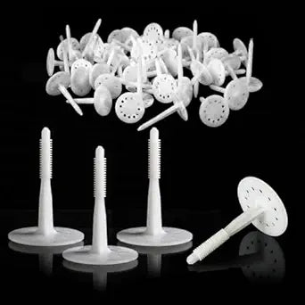 200 Pcs 4" Plastic Insulation Masonry Fasteners, Heavy Duty White Foam Board Anchors for Fixing and Fastening Rigid Foam Insulation Board Panels