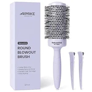 AIMIKE 2.1" Round Brush for Long Hair, Add Volume & Smooth Blowouts, Purple