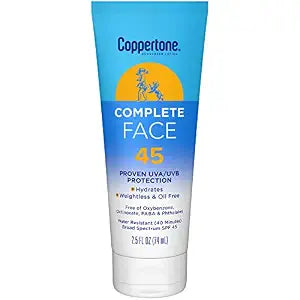 Coppertone Complete Face Sunscreen Lotion SPF 45, 2.5 FL OZ