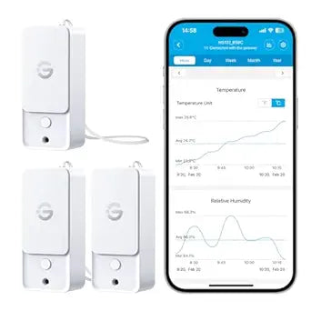 GoveeLife Outdoor Thermometer Hygrometer Subdevice H5107 (3 Pack), Mini Temperature Humidity Sensor with APP Notification Alert, IP 65 Waterproof (WiFi Gateway Not Included)
