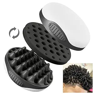WTTORDE Silicone Twist Curl Hair Brush for Afro Waves, Detachable Two-Sided Wave Tool With Big and Small Holes for Men, Women, Short Hair, Black, 1 Pcs