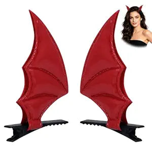 NESTRE Bat Wing Hair Clips,Red & Black Dragon Ears Hair Accessories