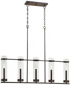Millennium 1975-RBZ Transitional Five Light Island Pendant from Milan Collection in Bronze/Dark Finish